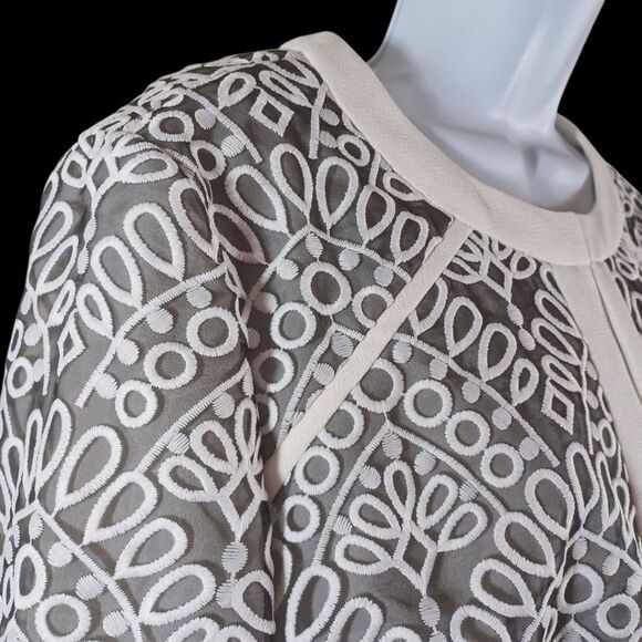 Katherine Kelly Blazer 14 Embroidered Sheer Black Ivory Office Jacket Corpcore - Picture 3 of 10